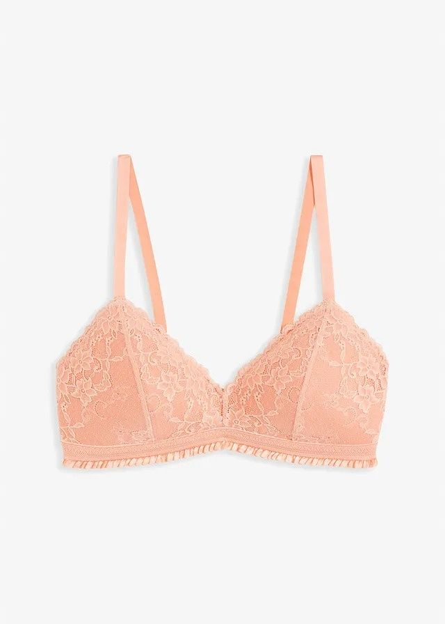 B.P.C biustonosz usztywniany bez fiszbin koronkowy morelowy r.90C