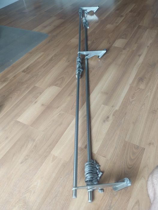 Karnisz podwójny 2m 200cm szczotkowana stal Inox