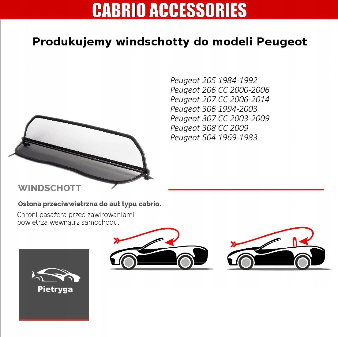 Windschott Wiatrołap Peugeot 207 CC 2006_2014