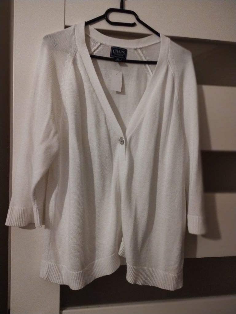 Kardigan Ralph Lauren sweter Biały piękny L oversize elegancki