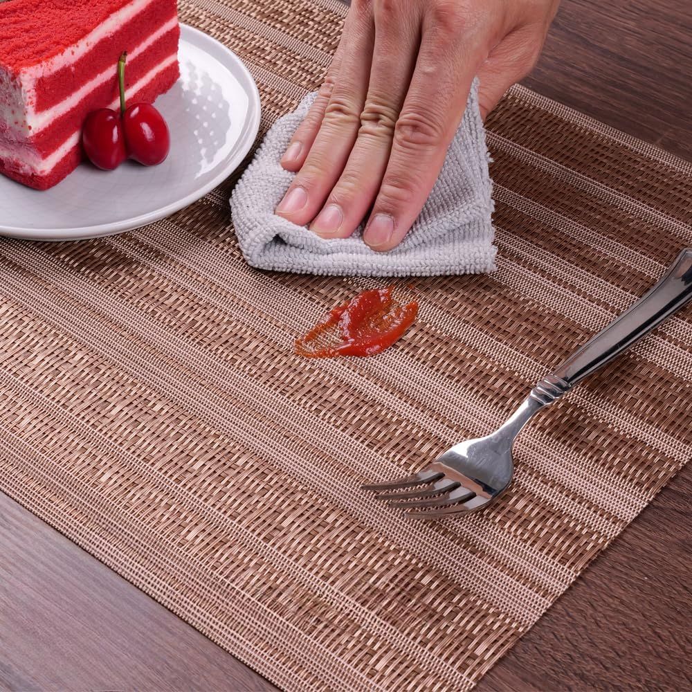Stylowe podkładki na stół 6 szt odporne na ciepło PVC Brązowe 30x45 cm