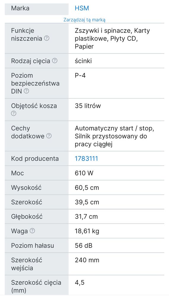 HSM SECURIO B24 niszczarka