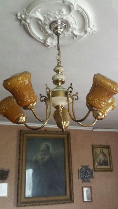 Żyrandol stary pięć kloszy