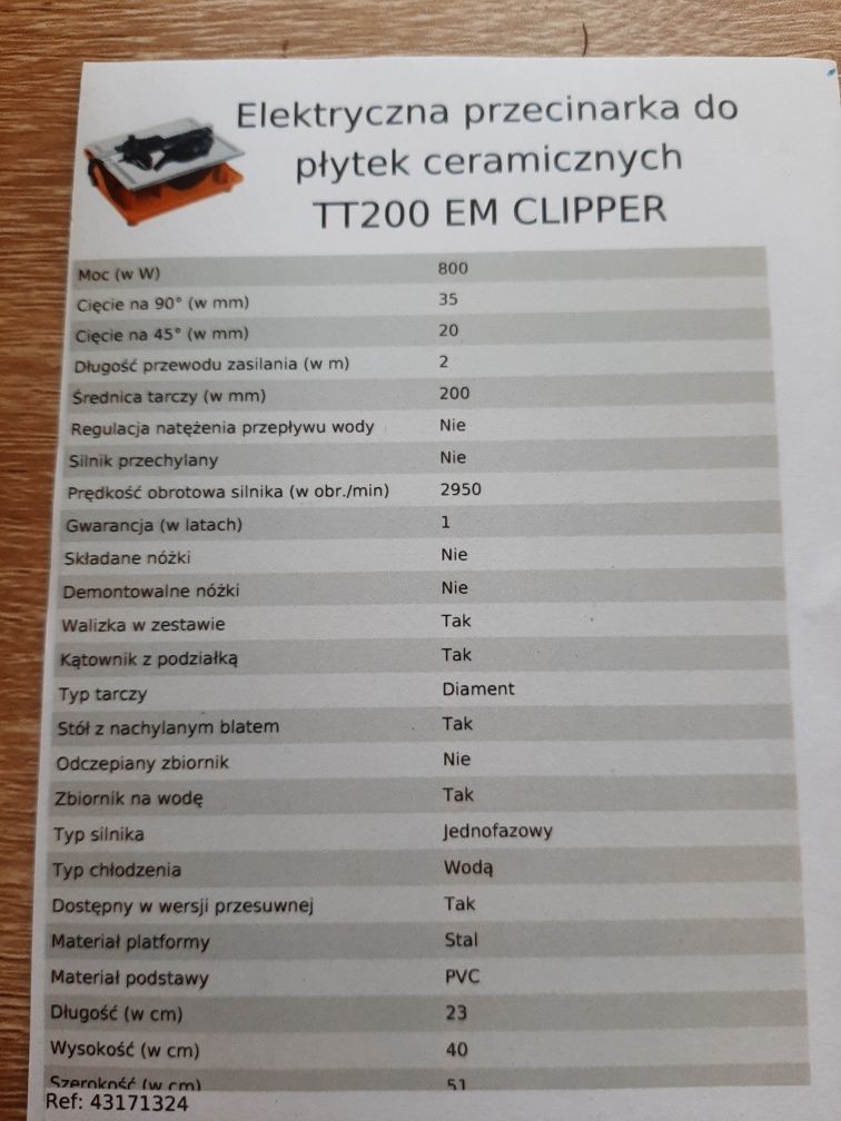 Przycinarka elektryczna do płytek ceramicznych nowa