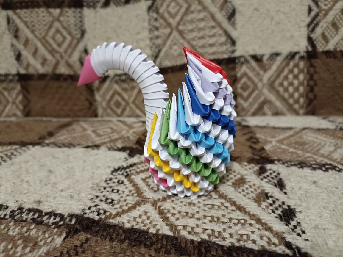 Mini Łabędź Kolorowy Origami Modułowe 3D