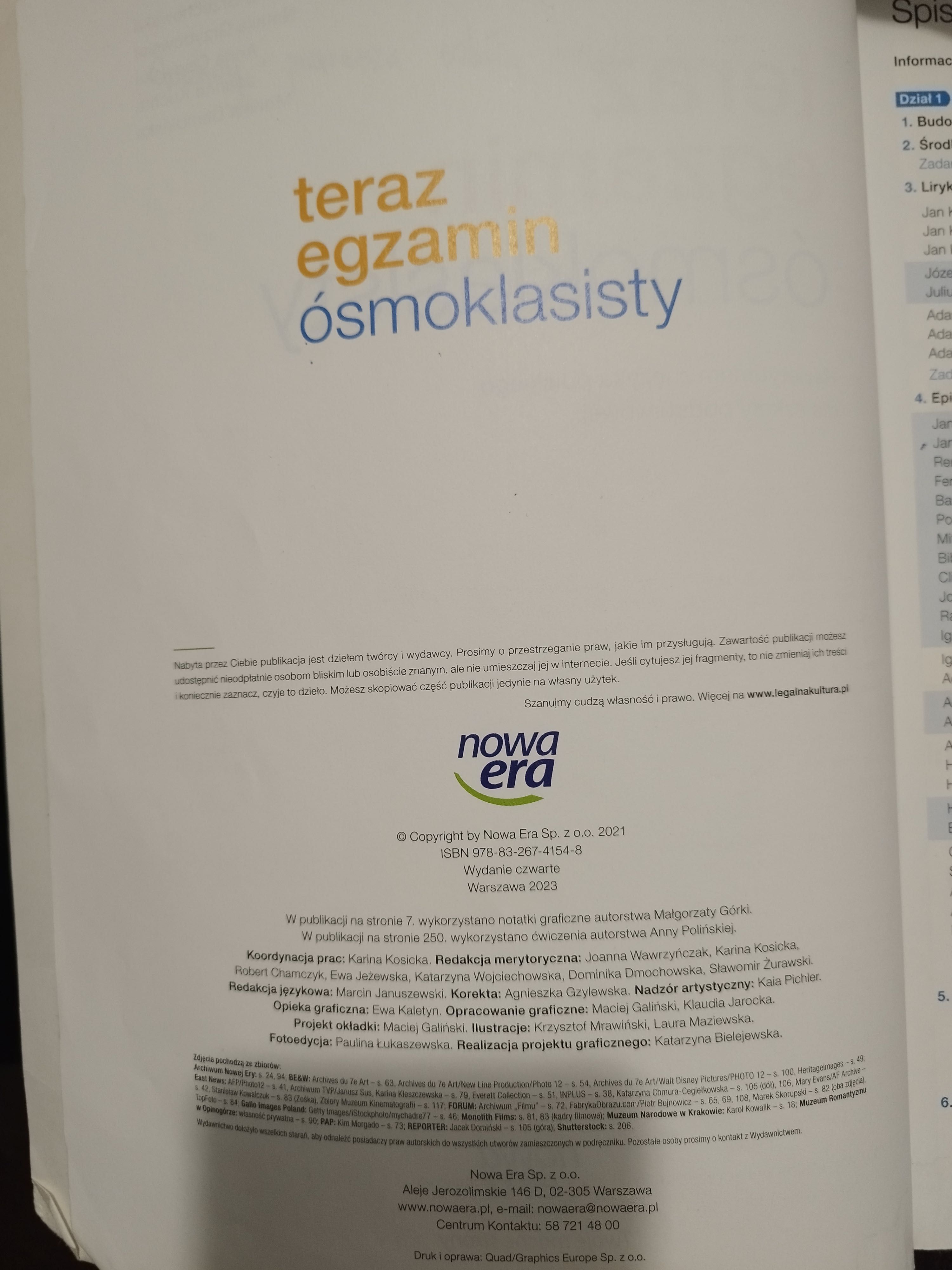 Teraz egzamin ośmioklasisty Język polski repetytorium Nowa Era
