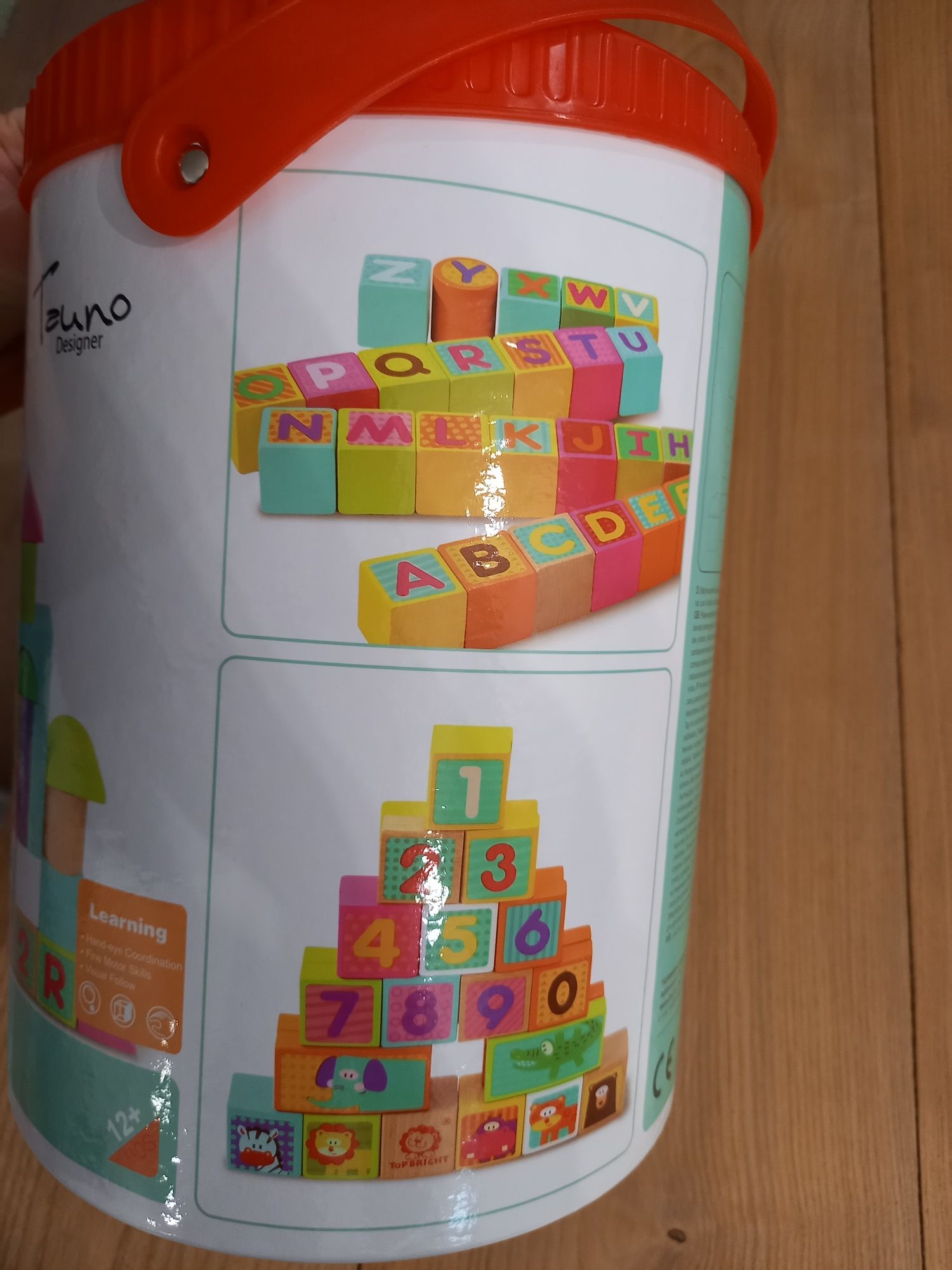 Kolorowe dewniane klocki jak nowe 99 el. literki, cyferki, zwierzątka