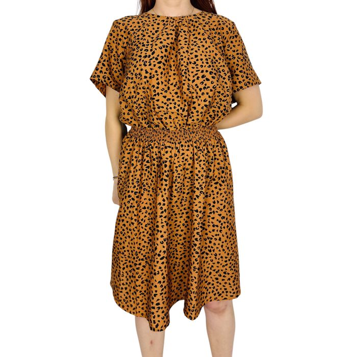 Brązowa sukienka midi w panterkę 3XL 46 New Look