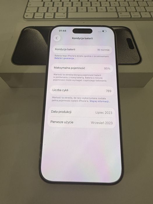 iPhone 15 Pro 128gb White Titanium Stan Idealny Bateria 95% od nowości