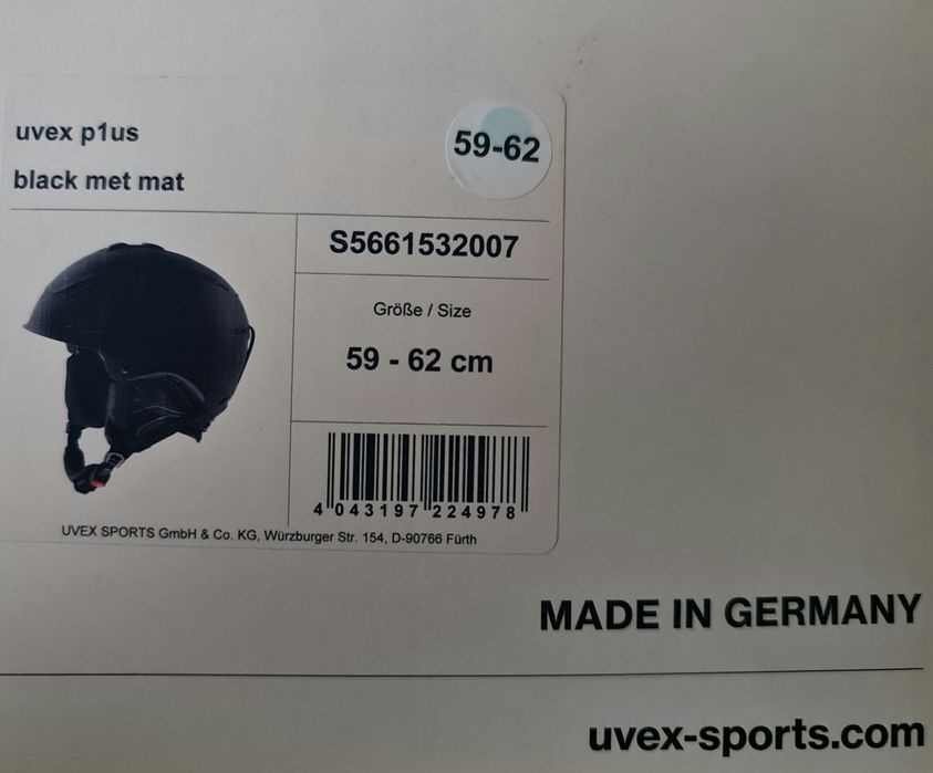 Kask narciarski Uvex p1us czarny mat, rozmiar 59-62
