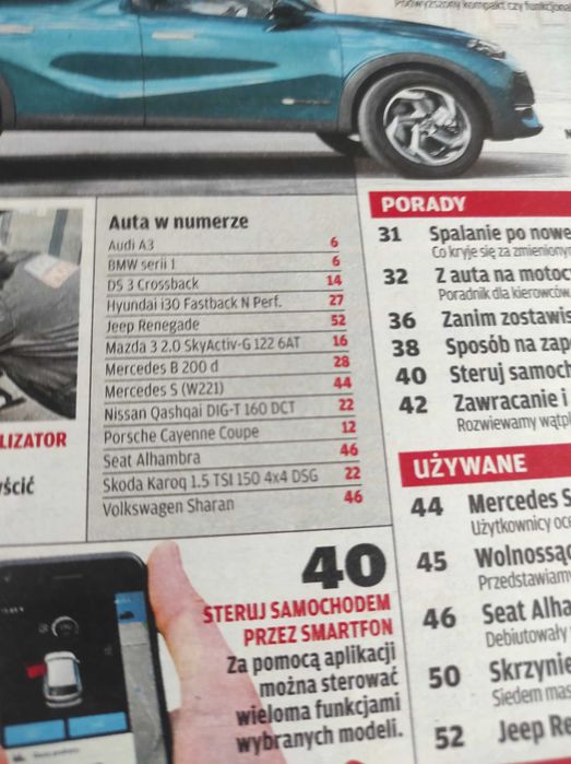 Czasopismo Motor WYSZUKAJ Auto 14/2019 A3 DS3 Renegade Alhambra i30