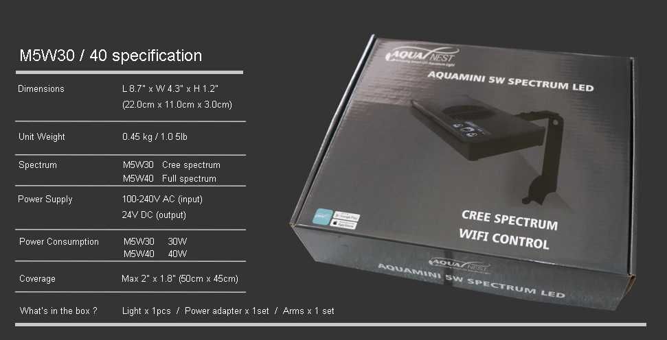 ILUMINAÇÃO - Aqua Nest Aquamini 5W Spectrum Led