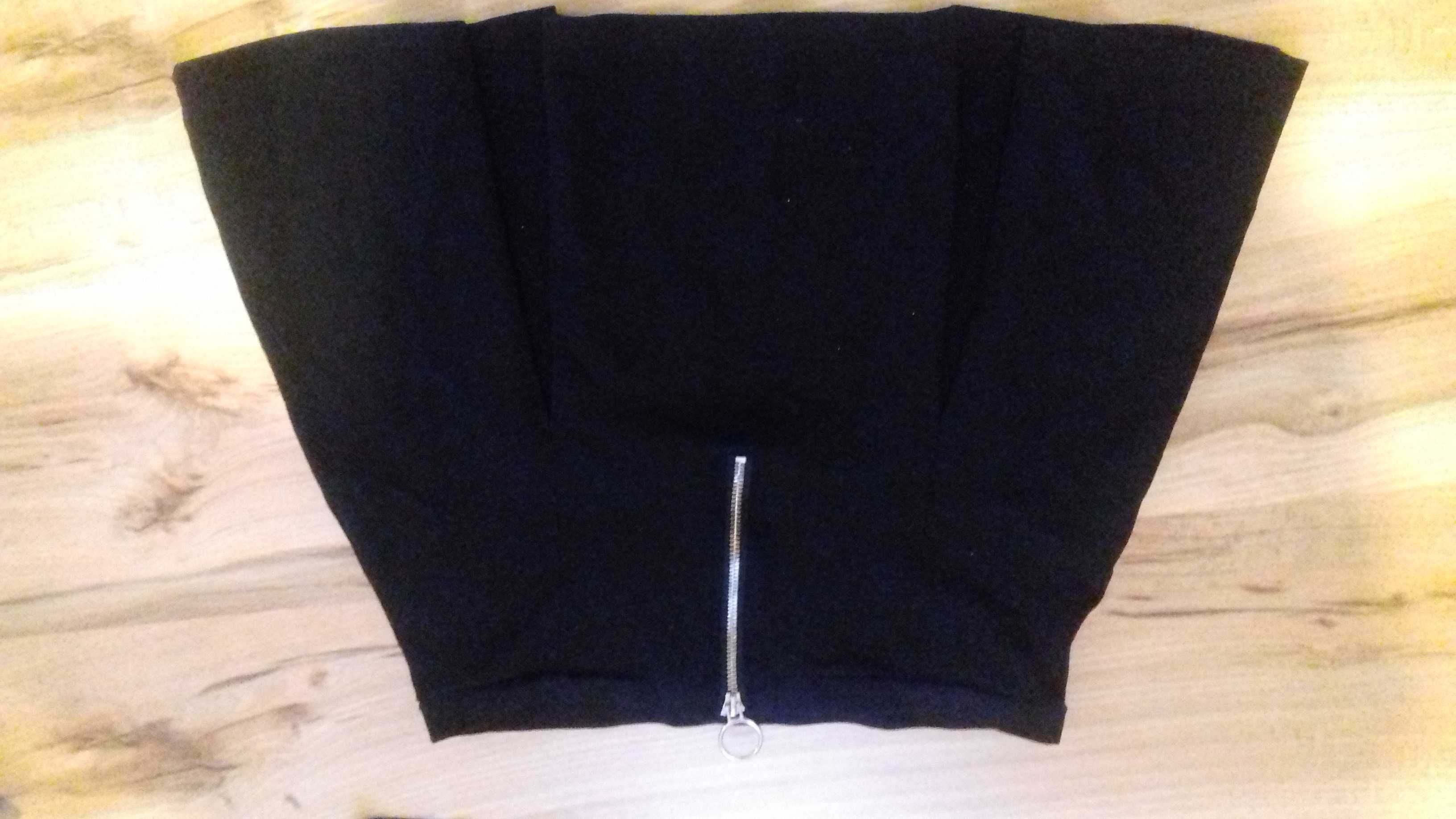 Cropp czarna z zamkiem rozmiar m plisa spódnica + bluzka podkoszulek