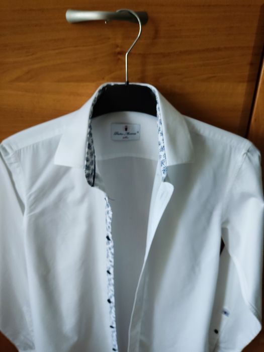 2x koszula męska młodzieżowa biała z długim rękawem XS 36 typu SLIM