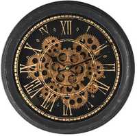 Zegar ścienny czarny ze złotym mechanizmem śr. 35 cm