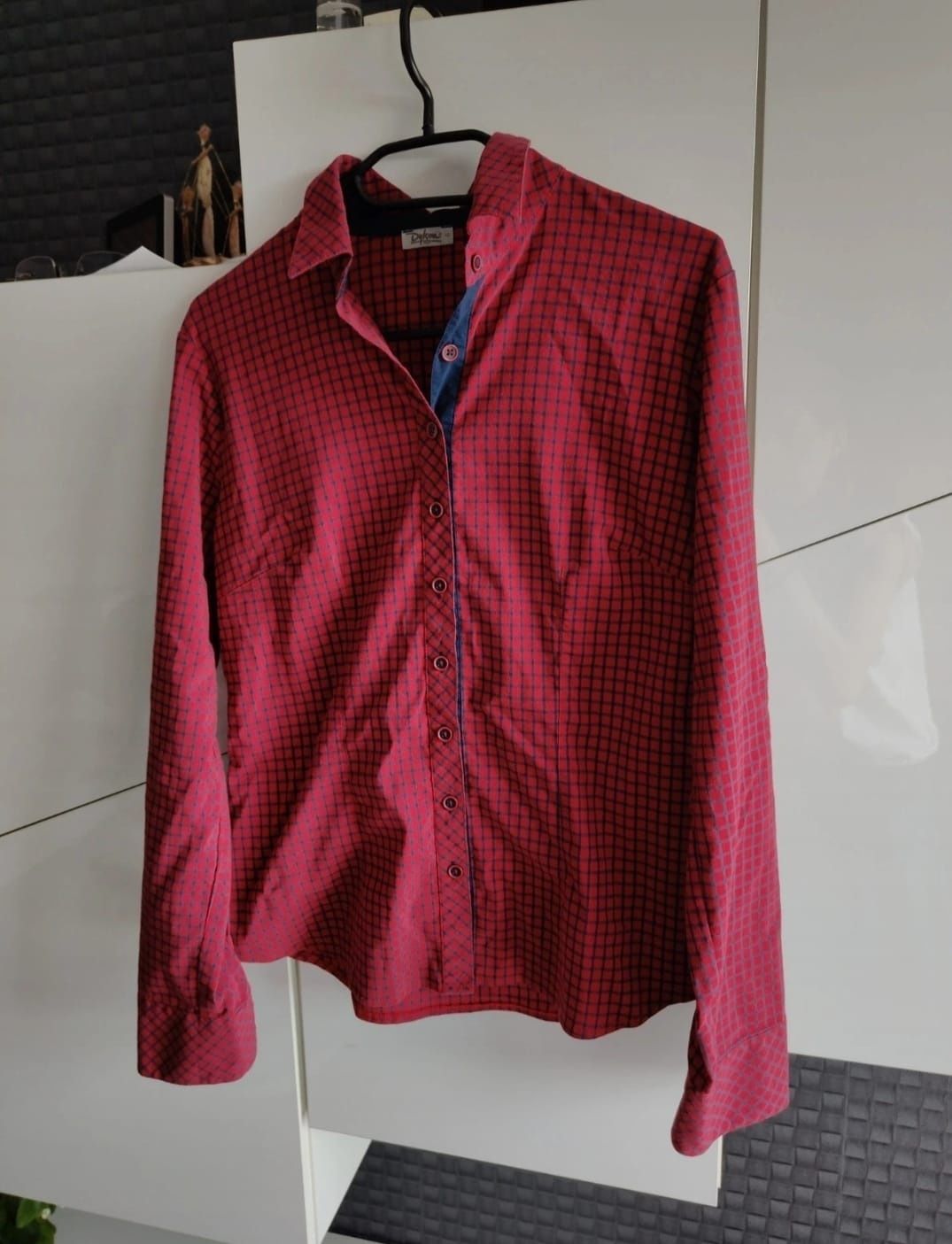 Czerwona bluzka - koszula w kratę L/40