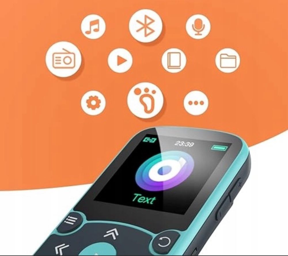 Odtwarzacz MP3 64GB Bluetooth 5.0 Słuchawki Radio Krokomierz Niebieski