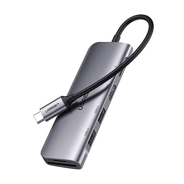 Adapter Ugreen CM195/6w1 USB-C - HDMI / 2x USB-A 3.0 / USB-C PD / czyt