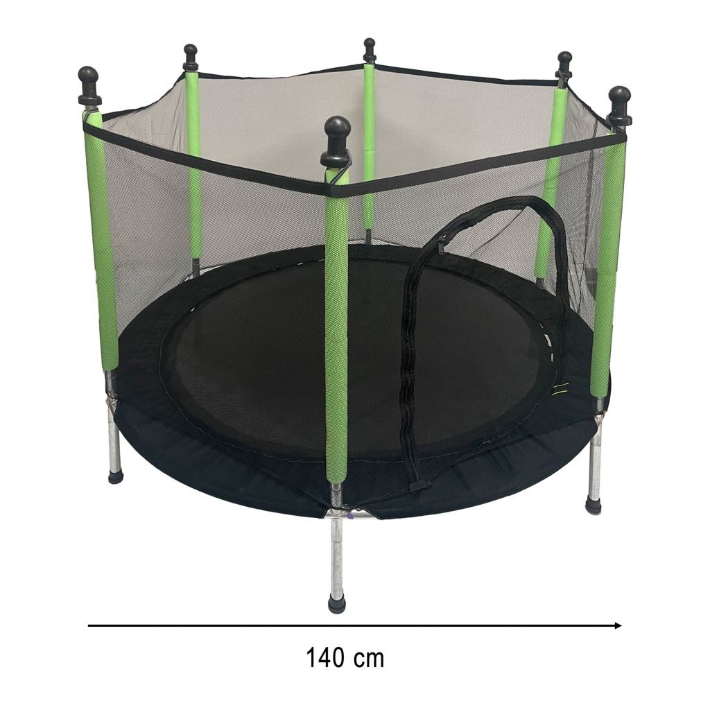 Trampolina dla dzieci z siatką 140cm zielona do domu lub ogrodu