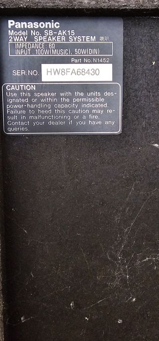 Kolumny Głośniki Panasonic SB-AK15 100W  Sprawne