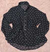 Блузка жіноча напівпрозора чорна з принтом блузка черная с принтом