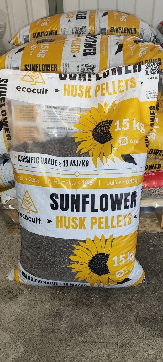 Pellet słonecznik 6-8mm worki 15kg BigBag zamiennik ekogroszek Dowóz