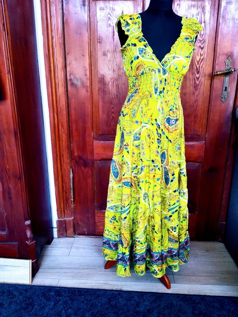 Piękna jedwabna sukienka  limonka