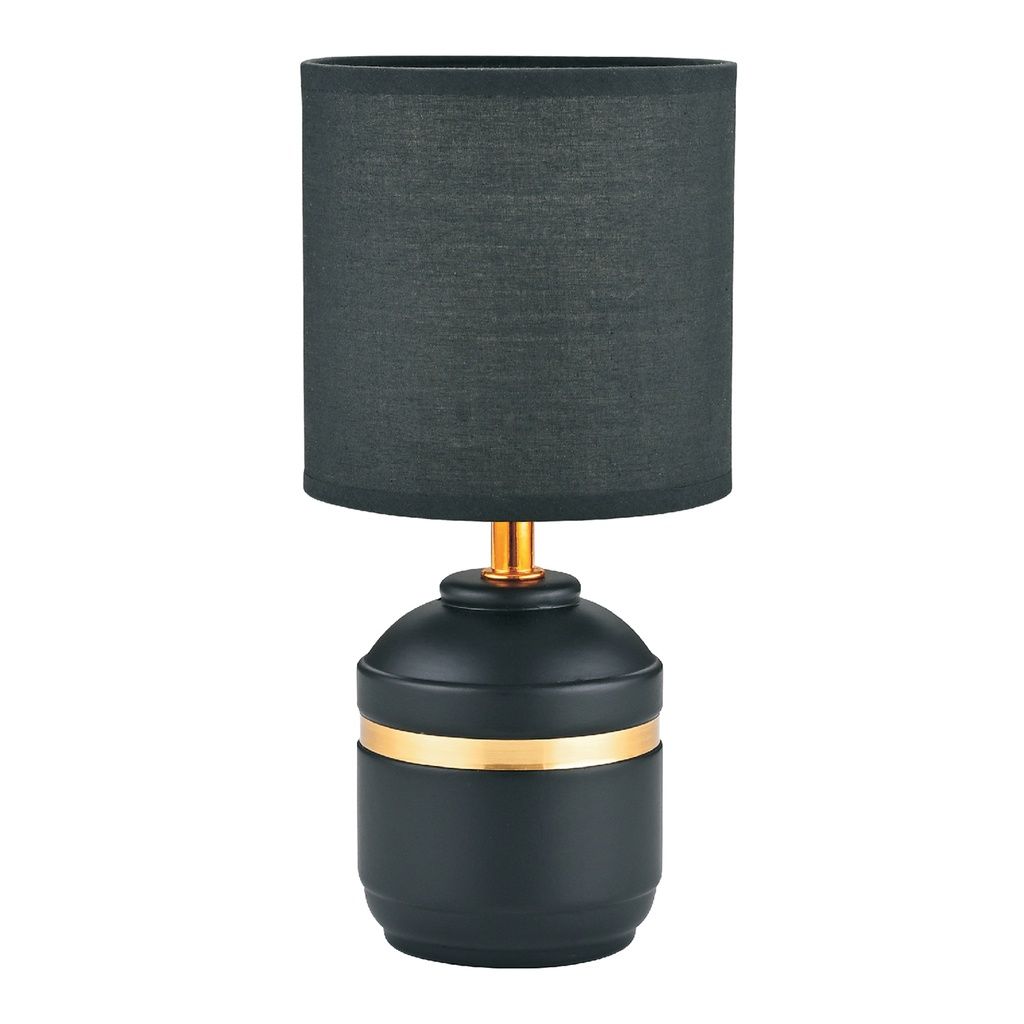 Zestaw 2 Lamp stołowych z abażurem czarna złoty dekor 27 cm wys. 24h