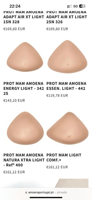 Prótese mamária em silicone estético