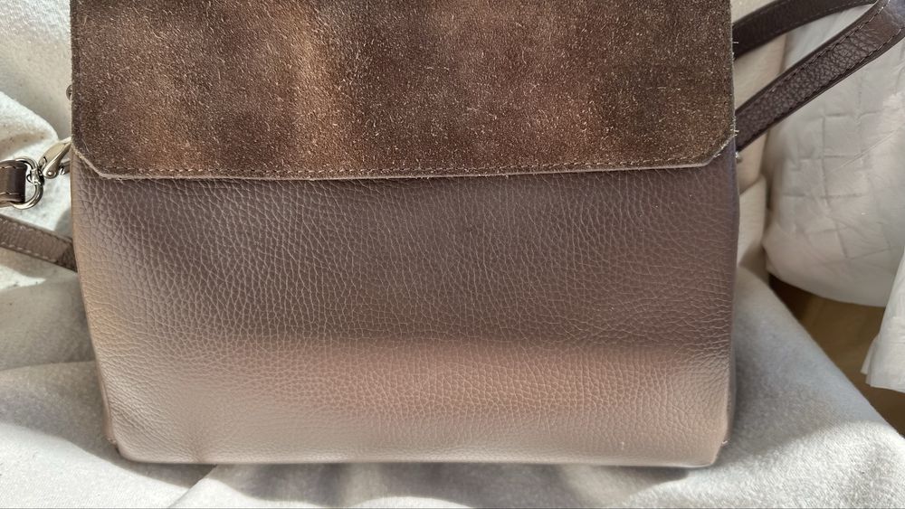 Сумка натуральна шкіра + замша,  Італія, vera pelle