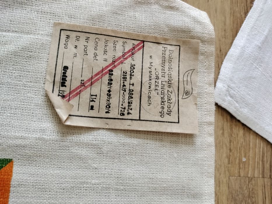 Obrus, serwetki lniane z PRL-u