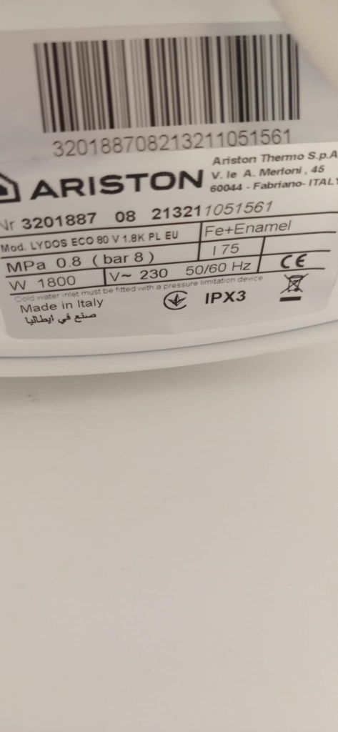 Terma Podgrzewacz Elektryczny wody ,Bojler  Ariston Lydos ECO 80L