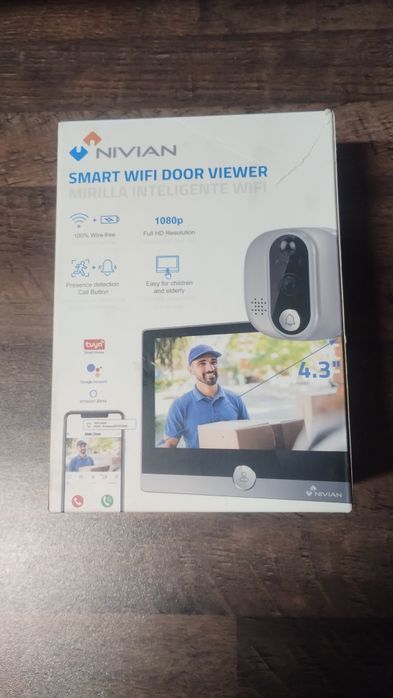 NIVIAN Wizjer cyfrowy WiFi - Kamera wideo Full HD z baterią i dzwonkie