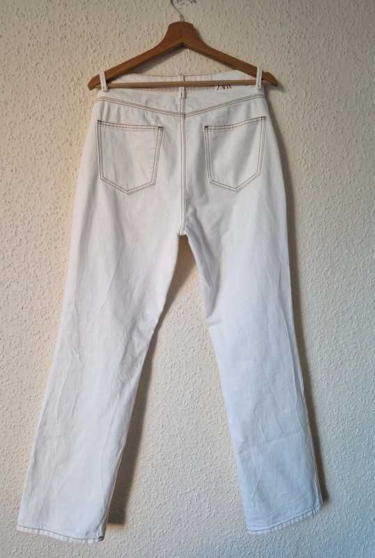 ZARA proste szerokie kremowe jeansy M 38