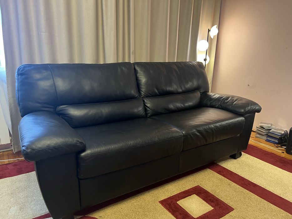 Чорний Шкіряний Диван з натуральної шкіри з Данії