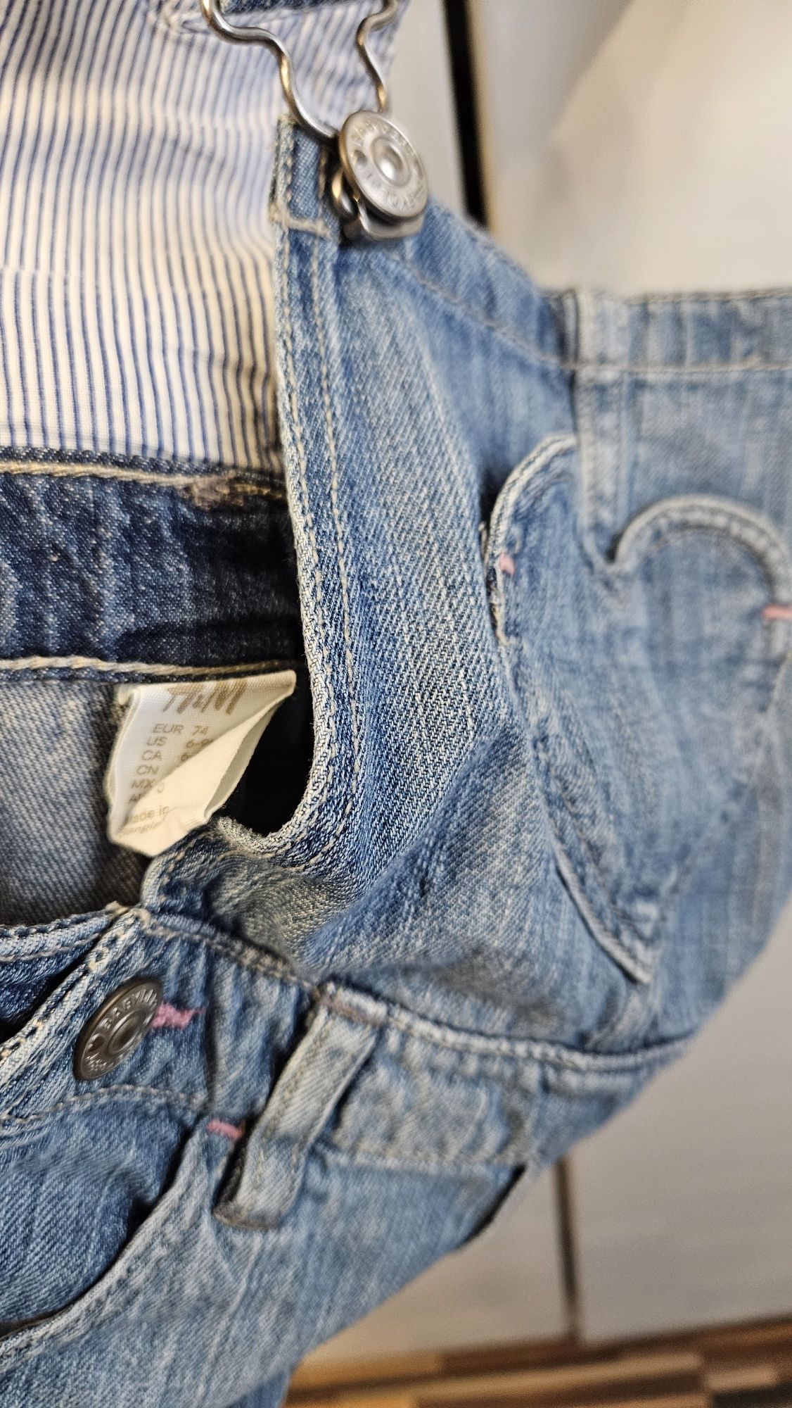 Ogrodniczki jeansowe H&M 74cm na lato lub na jesień-wiosnę do rajstop