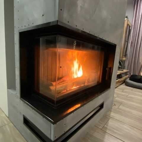 Kominki Kamko- wkład narożny Kratki Pro Lucy 12 Slim 8kW+ zabudowa