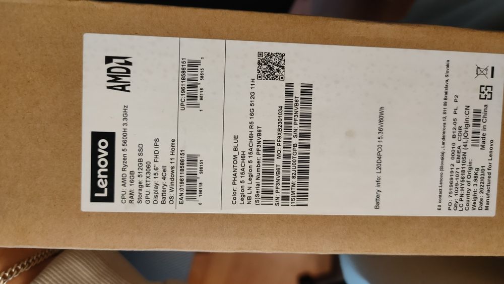 Lenovo Legion 5 (rtx3060, ryzen5)