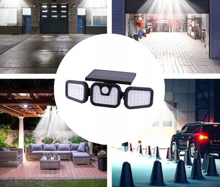 Lampa Solarna 3x LED Zewnętrzna (74 LEDY)