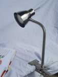 Lampka metalowa srebrna biurko na klipsie vintage retro led
