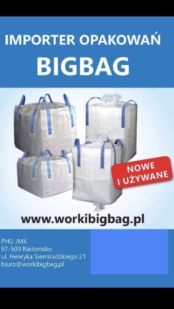 Worki Big Bag Bagi Wentylowane 188cm 1200kg BIGBAG bigbagi