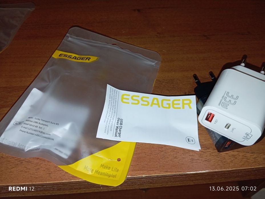 Зарядное устройство Essager. USB, Type-C.   33w.    Быстрая зарядка
