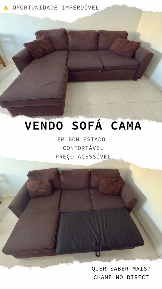 Sofa cama chaise long com arrumação