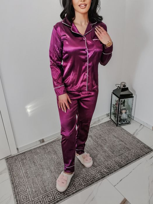 Piżama damska dwuczęściowa satynowa