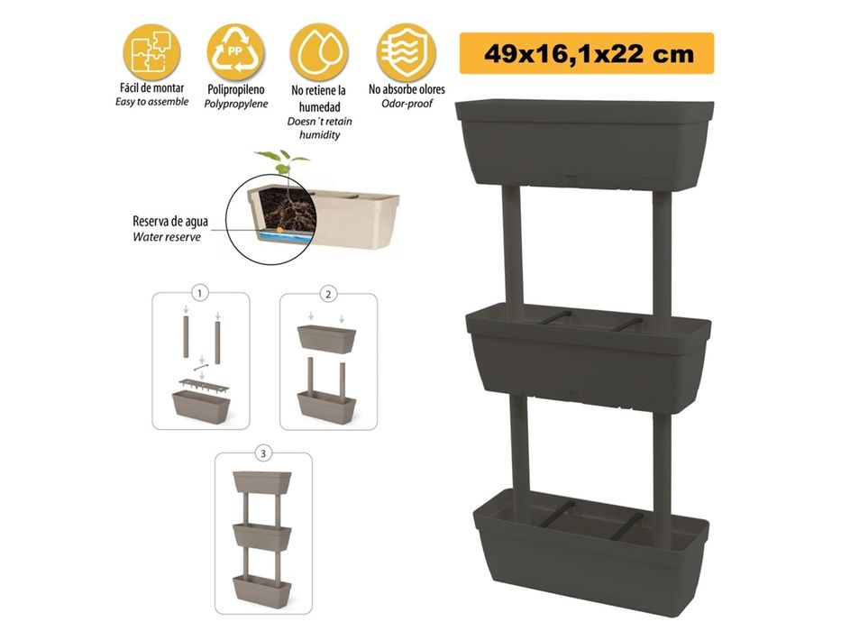 Pack de 3 vasos retangulares