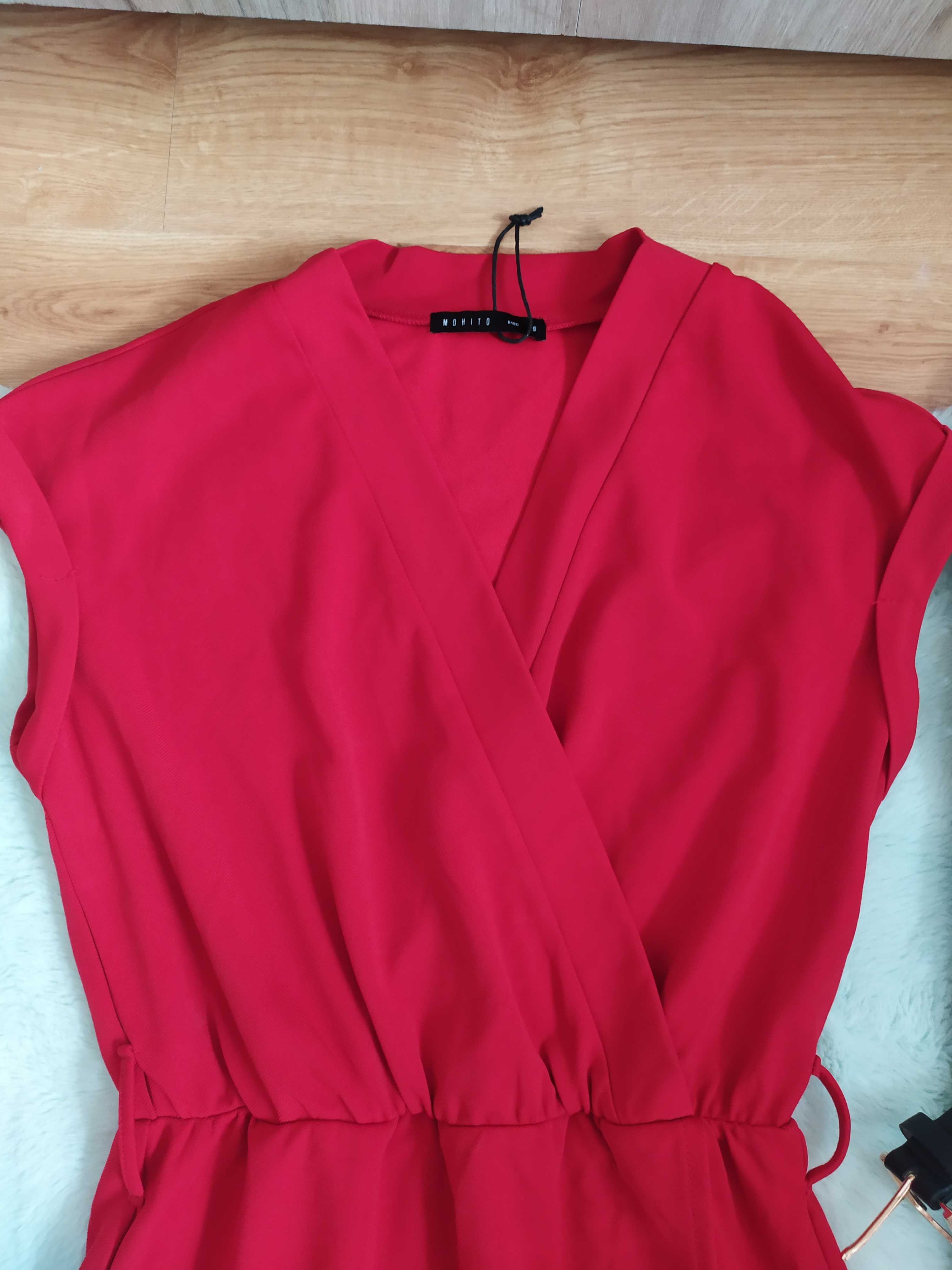 Nowa czerwona sukienka z paskiem Mohito, rozmiar 36
