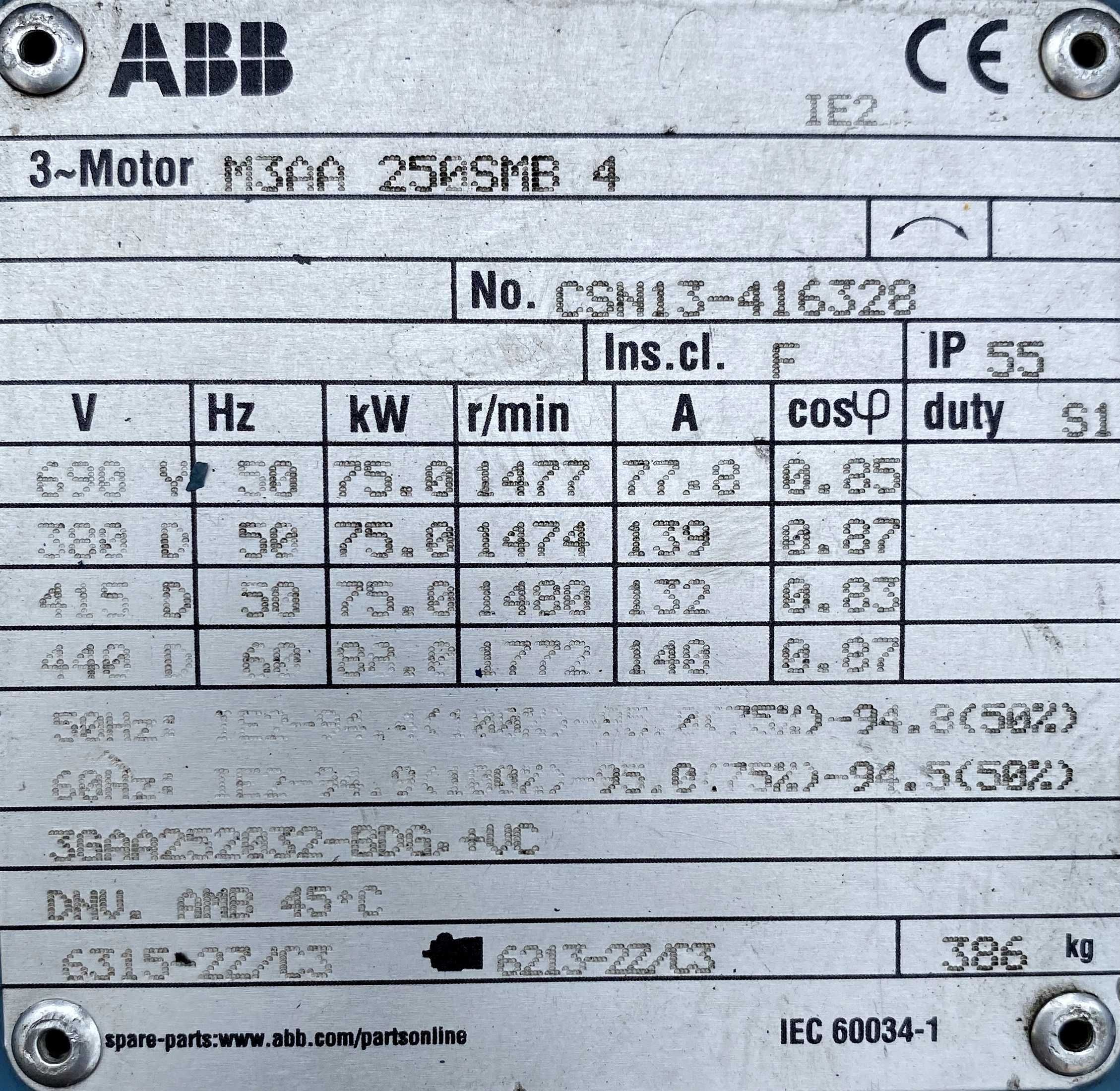 silnik elektryczny 75kW 1480obr. ABB IE2