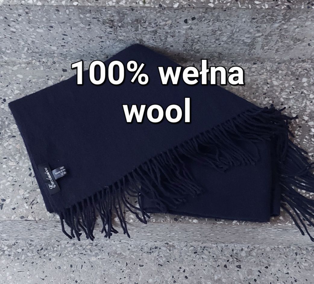 szalik wełniany 100% wełna duży ciepły zima