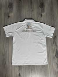 T-shirt polo BURBERRY rozmiar L/XL biały duże wyszywane logo