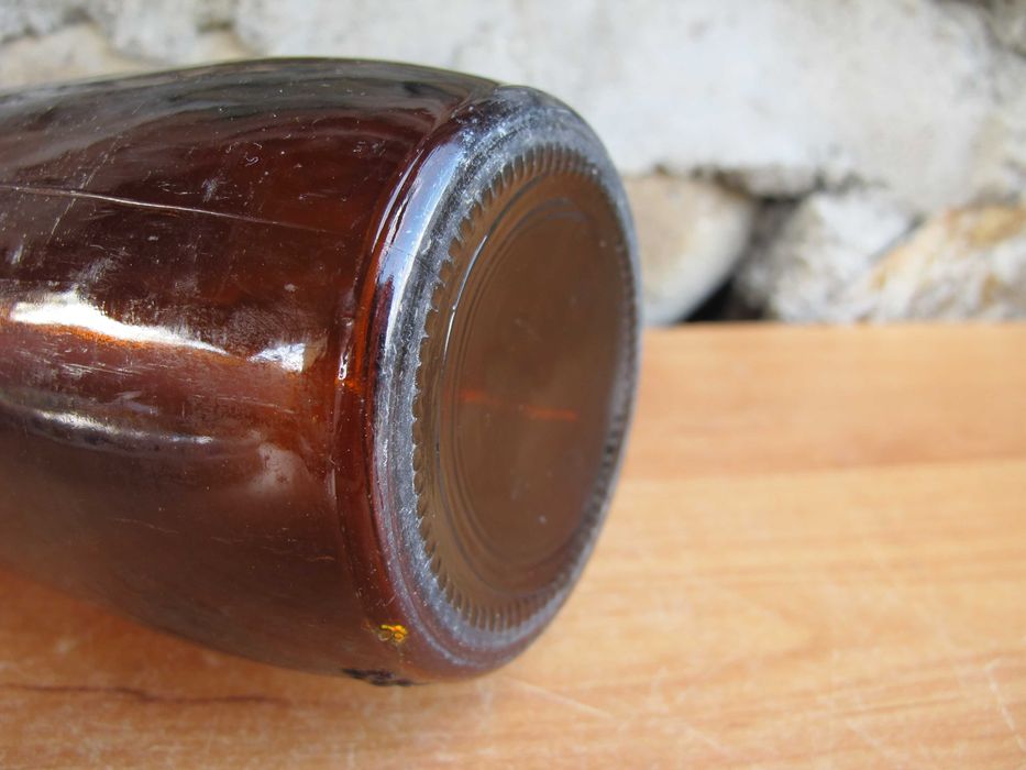PRL - Stara Brązowa butelka po mleku 1 l_VINTAGE